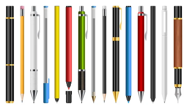 Ensemble Stylos Crayons Marqueurs Illustration Vectorielle — Image vectorielle