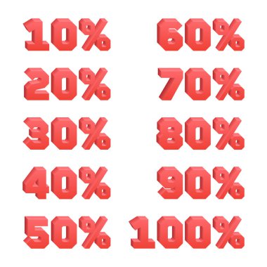 Her 10 'da 10' dan 100 'e 3 boyutlu indirimli sayılar kümesi