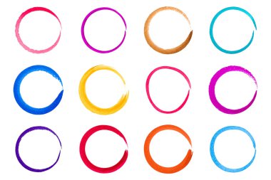 Yuvarlak suluboya şekil vektör çizimi beyaza izole edildi