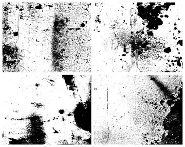 Grunge Doku Vektör Paketi. Çekirdek dokusu, pürüzlü dokusu, klasik dokusu. Sıkıntılı bir etki. Sıkıntı dokusu.