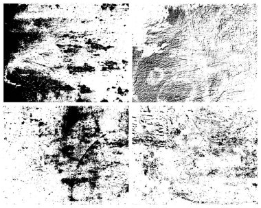 Grunge Doku Vektör Paketi. Çekirdek dokusu, pürüzlü dokusu, klasik dokusu. Sıkıntılı etki.