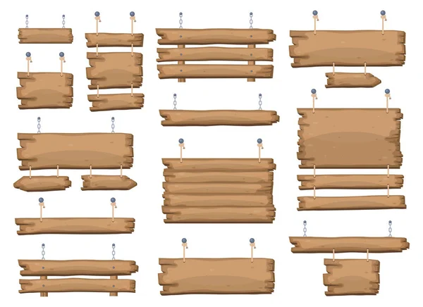 Holzschilder Hängen Kette Und Seil — Stockvektor