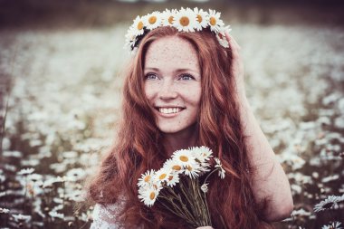 Beautiful woman enjoying field, harmony concept