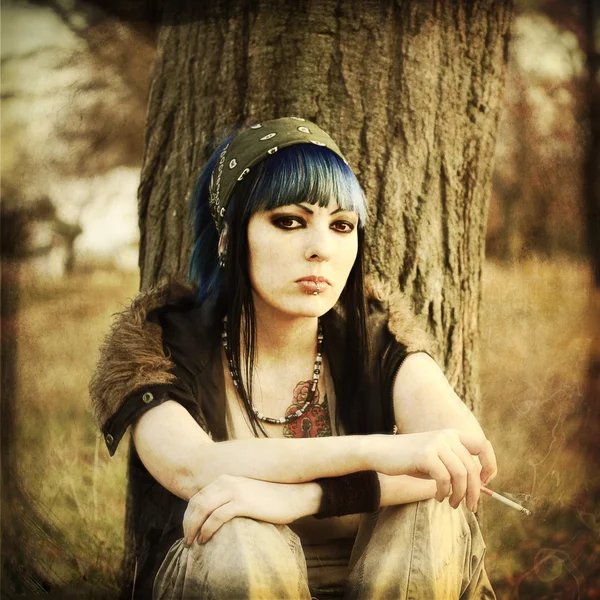 Portrait of beautiful young woman with piercing — ストック写真