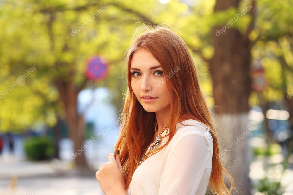 Beauty Romantic Girl Sun Blowing Long Hair