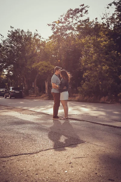 Young stylish pretty couple, shadows — Stock Photo, Image