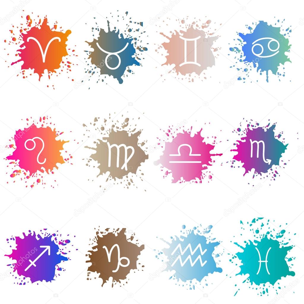 The signs of the zodiac. Set of colorful isons