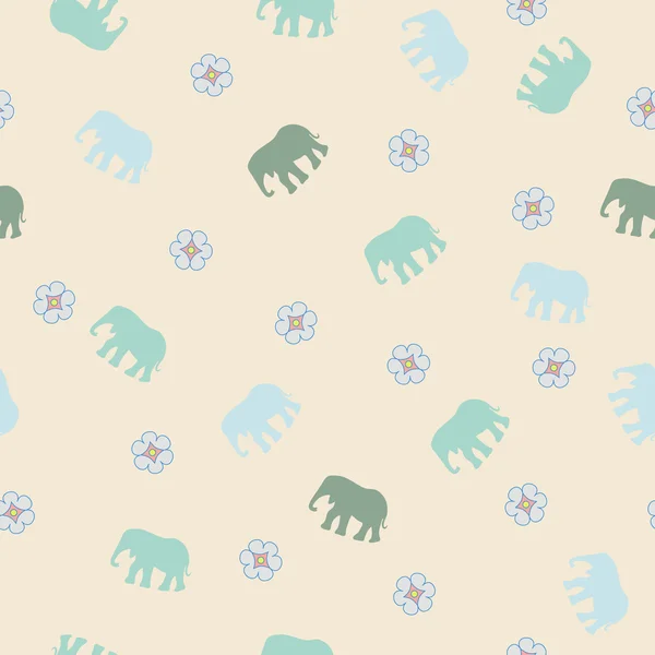 Gentle seamless pattern with elephant. — Stock Vector