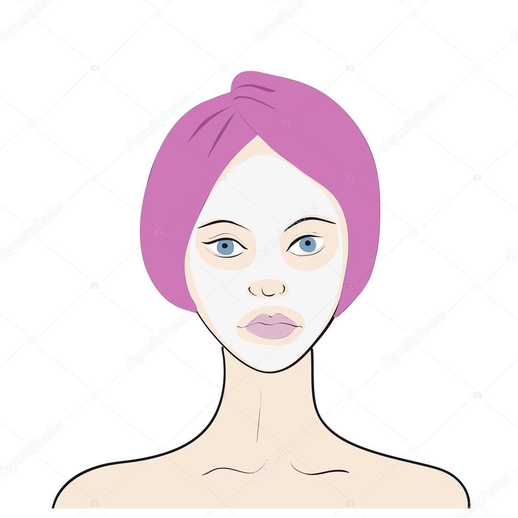 Stock vector illustration of a woman with facial mask