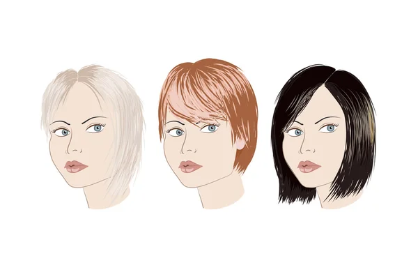 Three girls with different haircut