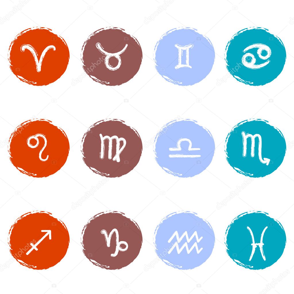 Stock vector set of colorful icons. Zodiac signs