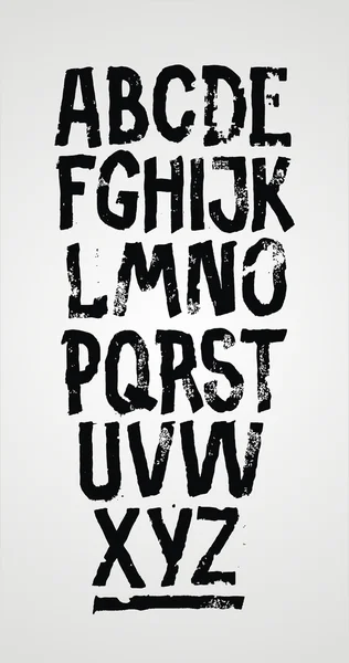 Fonte grunge dessinée à la main. Alphabet vectoriel détaillé — Image vectorielle