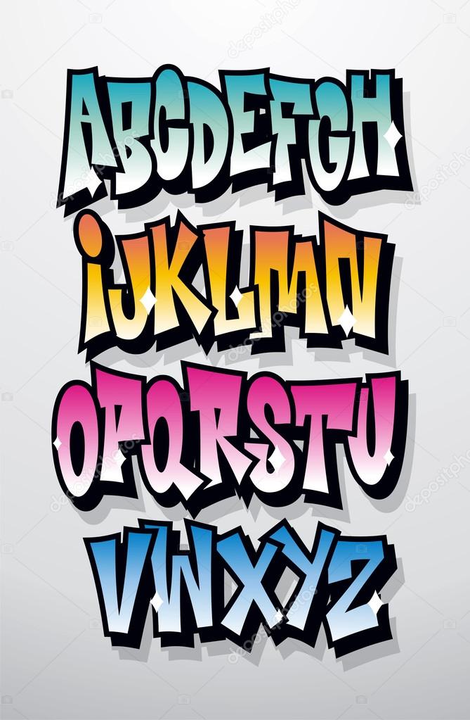alfabeto de fonte doodle em quadrinhos desenhos animados grafite