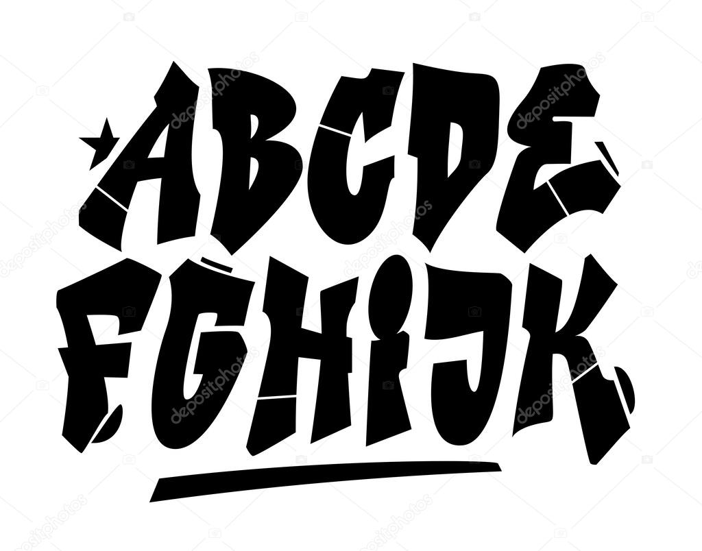 Шрифт В Стиле Граффити. Векторный Алфавит (Часть 1) ) Векторное.