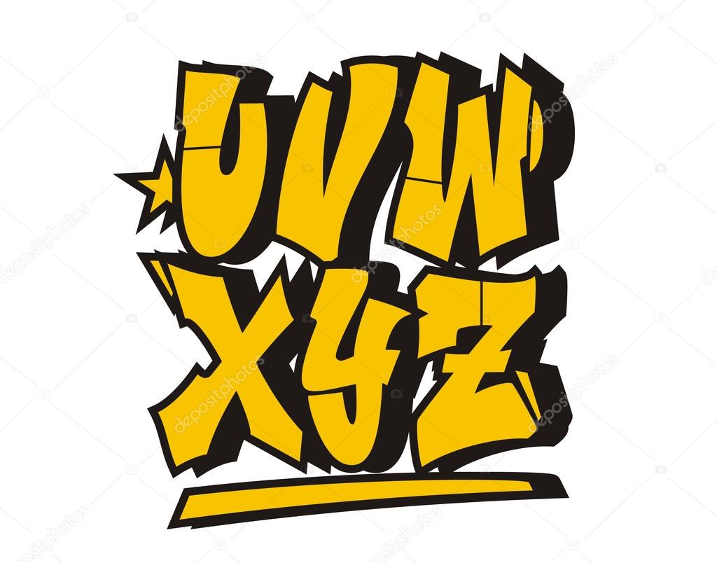 Graffiti style font. Vector alphabet (part 3)