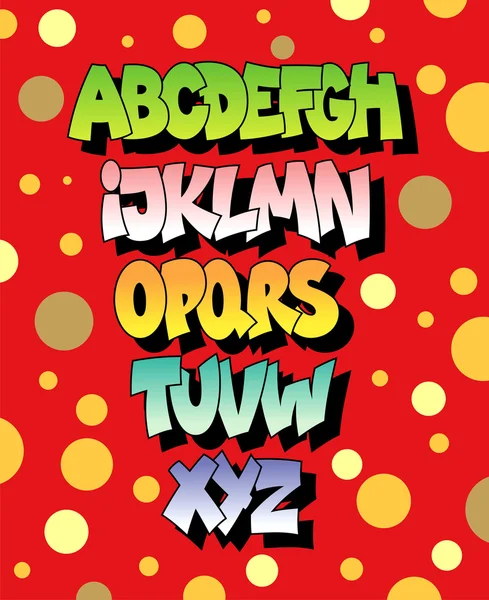 Bright cartoon comic graffiti font. Vector alphabet — Stock Vector