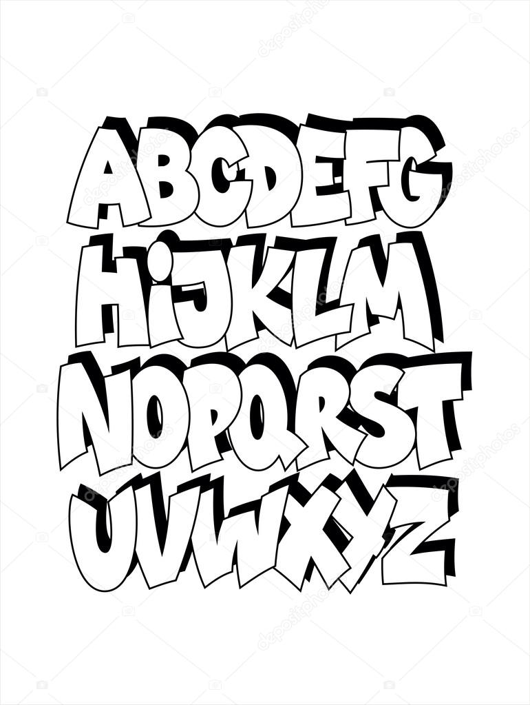 Cartoon comic graffiti font alphabet. Vector