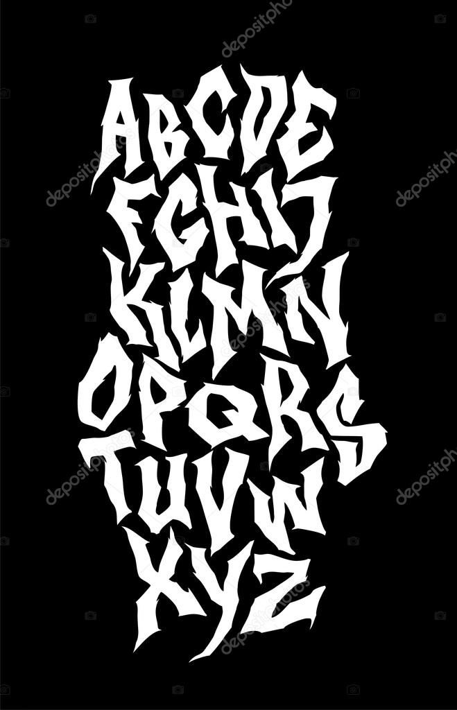 Spooky hand lettering font. Vector alphabet