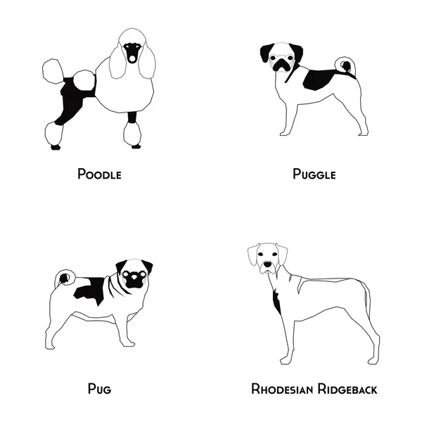 Conjunto de siluetas de perro — Vector de stock