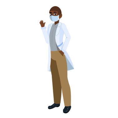 Yüz maskesi takan izole bir doktor.