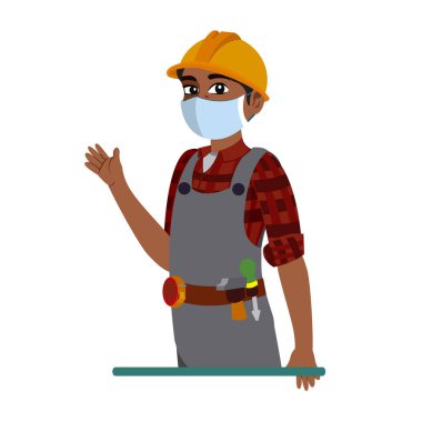 Yüz maskesi takan izole bir mimar.