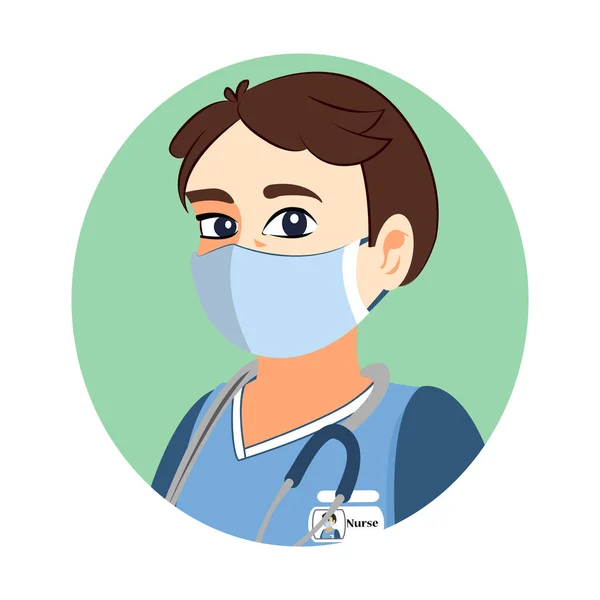 Isolerad sjuksköterska med ansiktsmask — Stock vektor