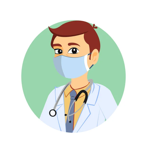 Απομονωμένος γιατρός φορώντας μάσκα προσώπου — Διανυσματικό Αρχείο
