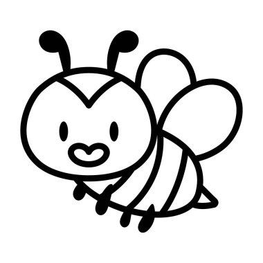 İzole edilmiş arı çizgi film simgesi