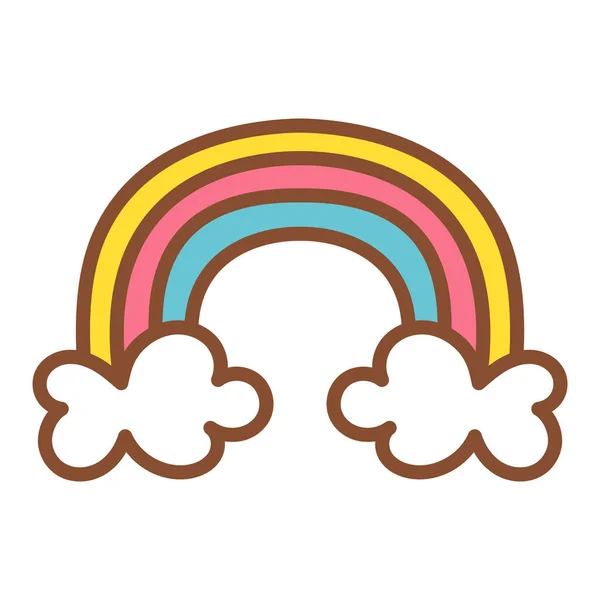 Geïsoleerde regenboog met wolken — Stockvector