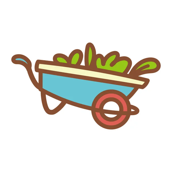 Isolated wheelbarrow with plants — Stock Vector