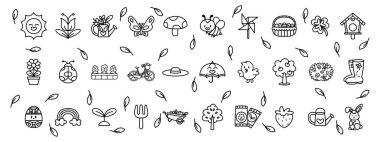 Paskalya ve bahçe simgeleri seti