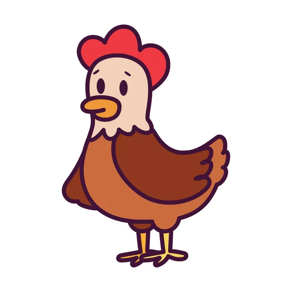 Dibujos animados aislados de una gallina — Vector de stock