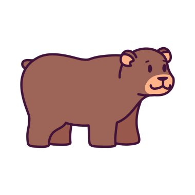 Ayının izole edilmiş çizgi filmi.