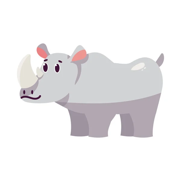 Caricatura aislada de un rinoceronte — Archivo Imágenes Vectoriales