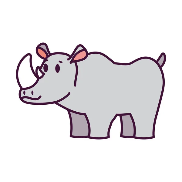 Caricature isolée d'un Rhino — Image vectorielle