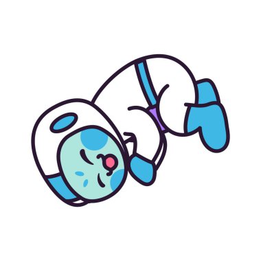 Mutlu bir astronotun izole edilmiş çizgi filmi.