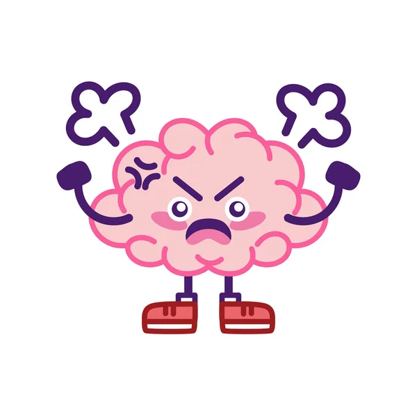 Isolato cartone animato cervello arrabbiato — Vettoriale Stock