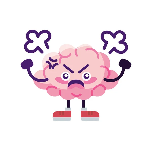 Isolated angry brain cartoon — Stock Vector