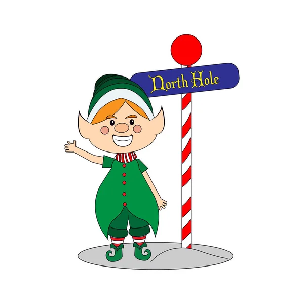 Happy christmas elf cartoon — Stock Vector