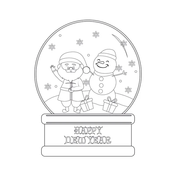 Feliz Papai Noel e boneco de neve desenhos animados — Vetor de Stock