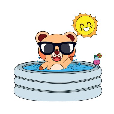 İzole edilmiş mutlu ayı çizgi filmi.