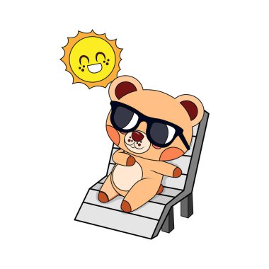 İzole edilmiş mutlu ayı çizgi filmi.