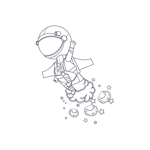 Ізольована карикатура космонавта, що літає — стоковий вектор