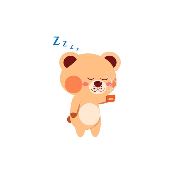 Isolato sonnolento orso cartone animato — Vettoriale Stock