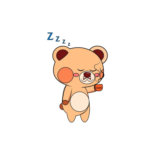 Isolato sonnolento orso cartone animato — Vettoriale Stock