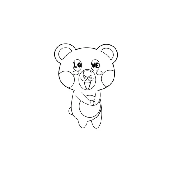 Isolado feliz urso desenhos animados no amor — Vetor de Stock