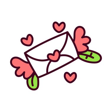 İzole edilmiş romantik mektup zarfı.