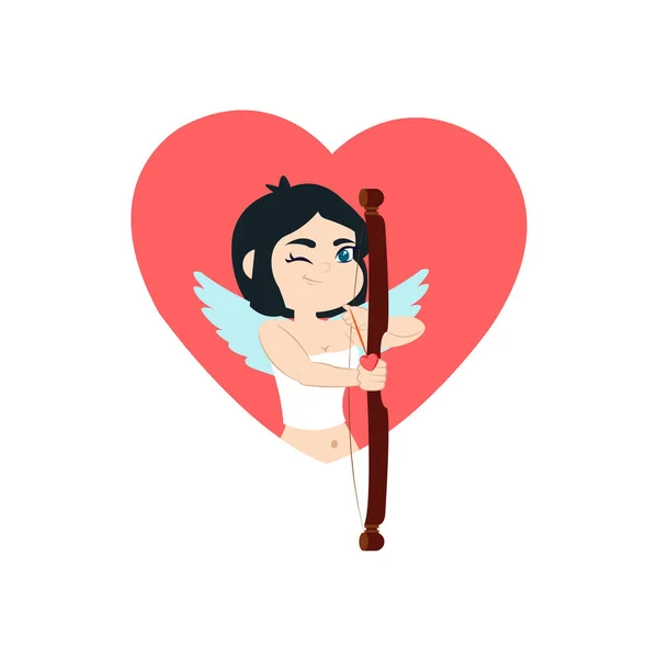 Kalpte aşk tanrısı karikatürü — Stok Vektör
