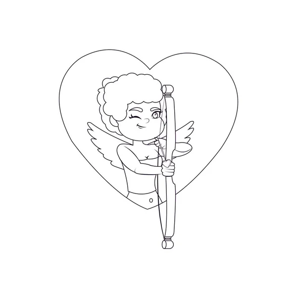 Cupido de dibujos animados en un corazón — Archivo Imágenes Vectoriales