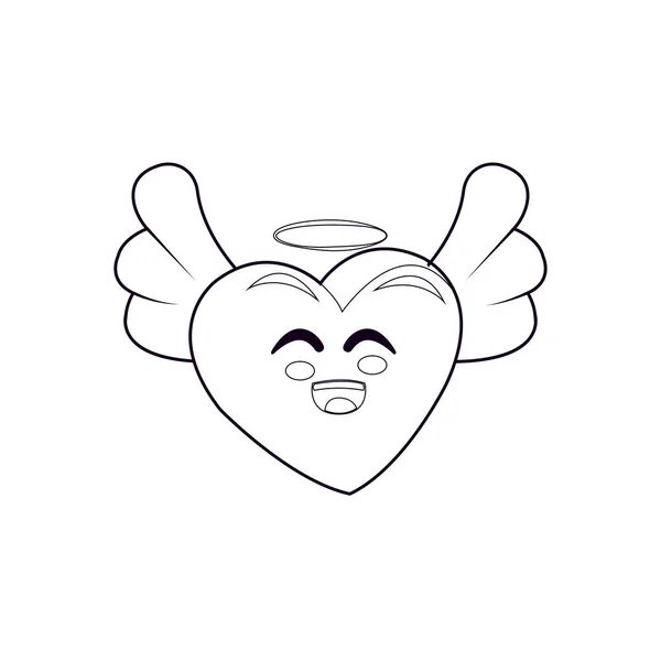 Happy heart cartoon with wings — Stock Vector